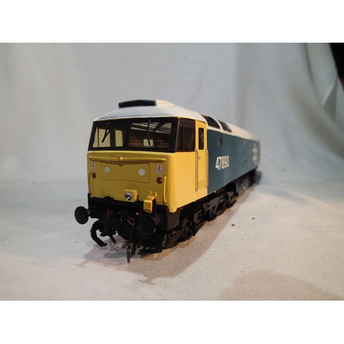 2052 - O gauge kit built class 47 diesel, brass, Delrin chain drive on both bogies, finished as 47890, blue... 