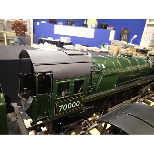 2112 - Live steam 3.5inch gauge Britannia locomotive and tender, LBSC design, coal fired, BR green, late cr... 