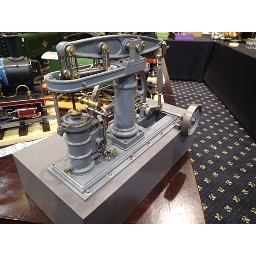 2122 - Live steam M.E beam engine, 9 inch diameter flywheel, 17 inch long, 10 inch wide, 14 inch high, been... 