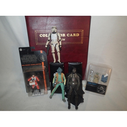 2131 - Star Wars collectable cards, carded and loose figures, two wristwatches. UK P&P Group 2 (£20+VAT for... 