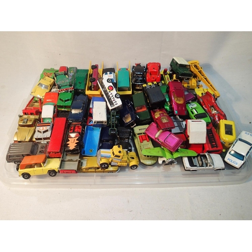 2184 - Approx. 50 unboxed diecast model vehicles, mostly Matchbox, appearing in playworn condition. UK P&P ... 