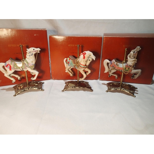 2213 - Three boxed The American Carousel horses by Tobin Fraley, items are in excellent condition. UK P&P G... 