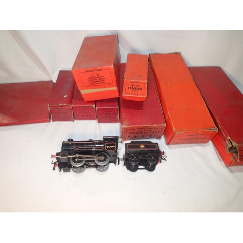 2220 - Hornby trains boxed loco no. 50 and tender no. 50 in excellent condition, mixed length O gauge track... 