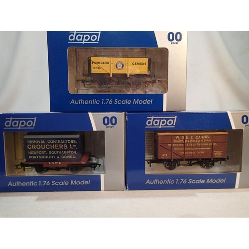 2315 - Wessex Wagons/Dapol, three wagons, W&EC Carne van, limited edition 84/139, Portland Cement 5 plank l... 