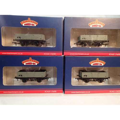 2316 - Four Bachmann 37-061B 5 plank open wagons, BR grey, near mint, storage wear to boxes. UK P&P Group 1... 