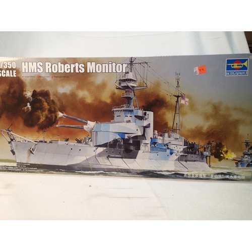 2404 - Trumpeter 1/350 scale HMS Roberts Monitor ship with etched parts, as new. UK P&P Group 2 (£20+VAT fo... 