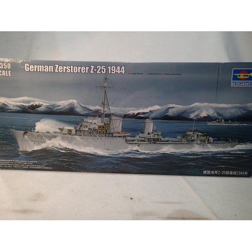 2405 - Trumpeter 1/350 scale German Zerstorer Z-25 ship circa 1944, as new. UK P&P Group 1 (£16+VAT for the... 