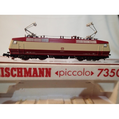 2423 - N gauge Continental outline electric Fleischmann Piccolo 7350, twin pantograph, Bo-Bo, electric loco... 