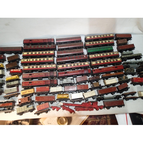 2432 - Hornby Dublo, quantity of tinplate/plastic coaches and wagons, mostly fair/poor condition. UK P&P Gr... 