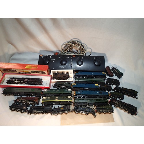 2218 - Large quantity of Hornby Locos and Diesel engines for spares and repairs. 2 controllers also include... 