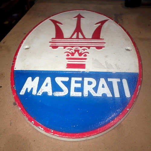 1915 - Cast iron Maserati wall plaque. H: 20cm. UK P&P Group 2 (£20+VAT for the first lot and £4+VAT for su... 