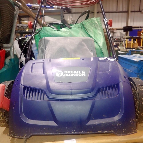 1929 - Spear & Jackson lawn rake and scarifier with basket and load. All electrical items in this lot have ... 