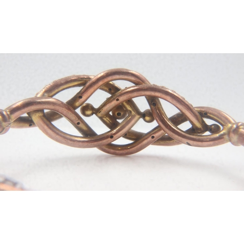 2 - Victorian 9ct gold bangle with twist design, L: 60 mm, 12.2g. UK P&P Group 0 (£6+VAT for the first l... 