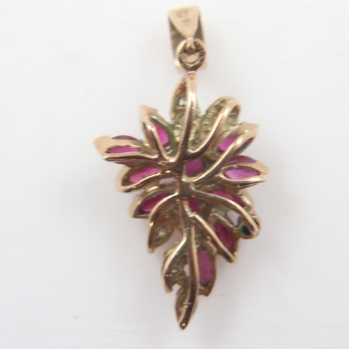 23 - 9ct gold ruby and diamond set pendant, H: 25 mm, 1.6g. UK P&P Group 0 (£6+VAT for the first lot and ... 