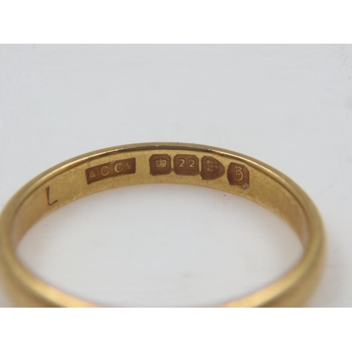 75 - 22ct gold slim-profile band ring, size K/L, 2.7g. UK P&P Group 0 (£6+VAT for the first lot and £1+VA... 