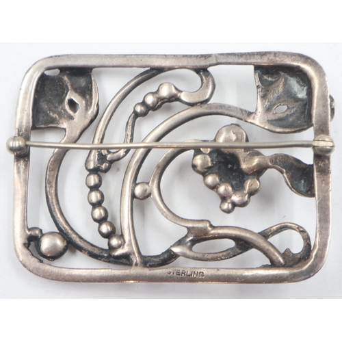 77 - Large continental sterling silver brooch, in the Danish style, 55 x 40mm, 29g. UK P&P Group 0 (£6+VA... 