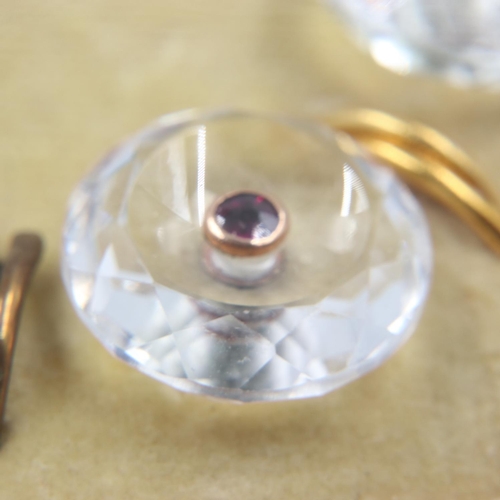 99 - Set of six ruby set rose gold mounted crystal studs within a fitted case. UK P&P Group 0 (£6+VAT for... 