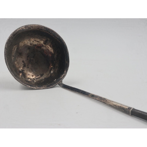 107 - Silver plated toddy ladle with baleen handle, L: 30 cm. UK P&P Group 1 (£16+VAT for the first lot an... 