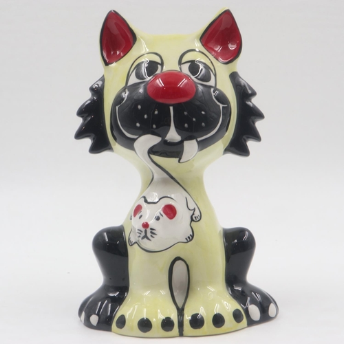 164 - Lorna Bailey fireside cat figure, Rat Catcher, H: 20 cm, no chips cracks or crazing. UK P&P Group 2 ... 