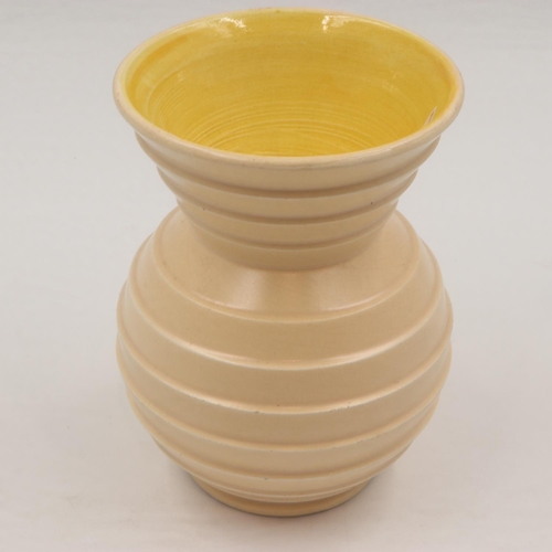 222 - Bretby Mid Century ribbed vase in the manner of Keith Murray, H: 16 cm. UK P&P Group 1 (£16+VAT for ... 