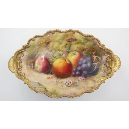 248 - Royal Worcester Tazza, signed Ricketts ( hairline ) and a side plate, D: 18 cm. UK P&P Group 2 (£20+... 