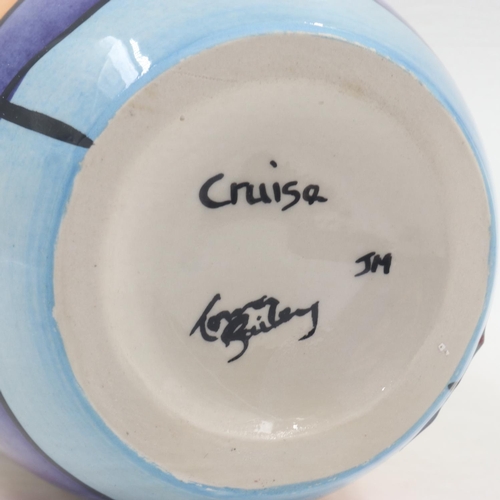 254 - Lorna Bailey lipped vase in the Cruise pattern, no cracks or chips. UK P&P Group 2 (£20+VAT for the ... 