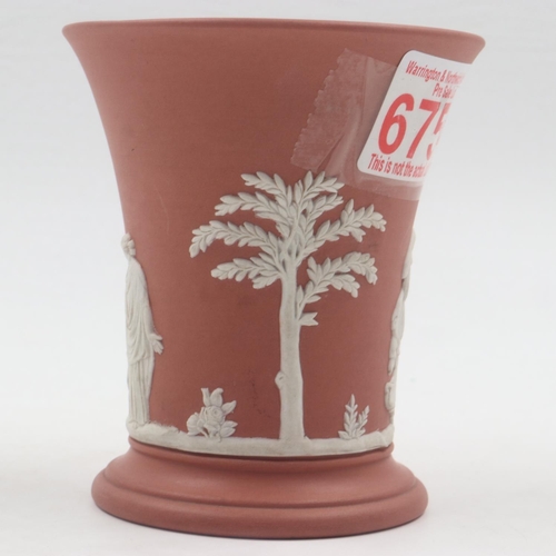 264 - Wedgwood terracotta and white Jasperware flared vase, no cracks or chips, H: 10cm. UK P&P Group 2 (£... 