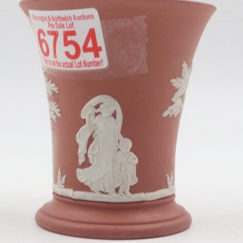 264 - Wedgwood terracotta and white Jasperware flared vase, no cracks or chips, H: 10cm. UK P&P Group 2 (£... 