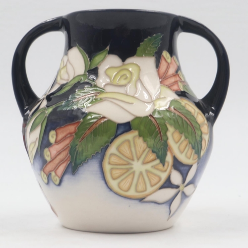 265 - Moorcroft twin handled vase in the Ampula pattern, King Charles Coronation, no cracks or chips. UK P... 