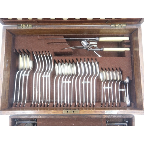 302 - Mappin & Webb canteen of silver plated cutlery, oak cased with plaque dating to 1923. Not available ... 