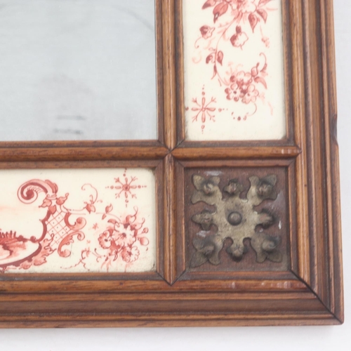 328 - Wall mirror bordered with hand painted tiles, H:25cm. Not available for in-house P&P