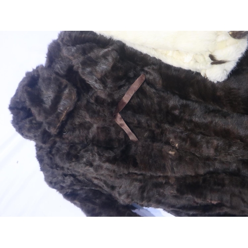 334 - Two double fox fur stoles and three further fur garments. Not available for in-house P&P