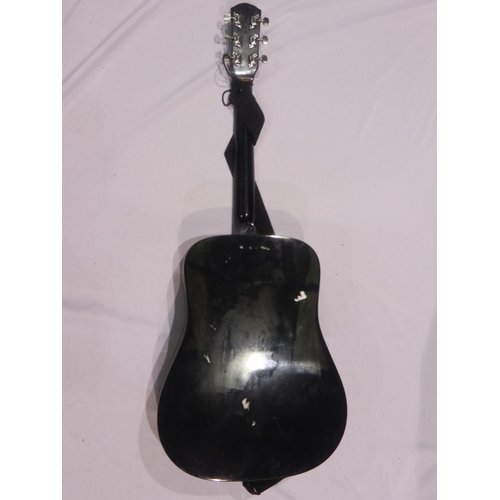 358 - Squier by Fender full size acoustic guitar with strap, #SA105. Not available for in-house P&P