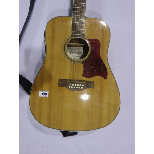 360 - Inlaid twelve string acoustic guitar. Not available for in-house P&P