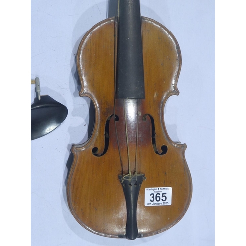 365 - Le Parisien 19th century students violin. UK P&P Group 2 (£20+VAT for the first lot and £4+VAT for s... 