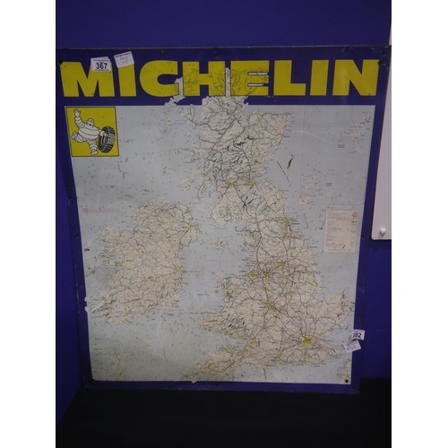 382 - 1960s Michelin Tyres road map tin sign, 75 x 91 cm. Not available for in-house P&P