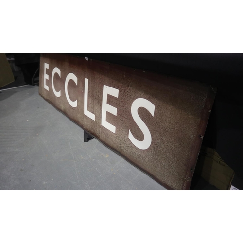 385 - Large enamelled British Rail sign, Eccles, 227cm x 60cm. Not available for in-house P&P