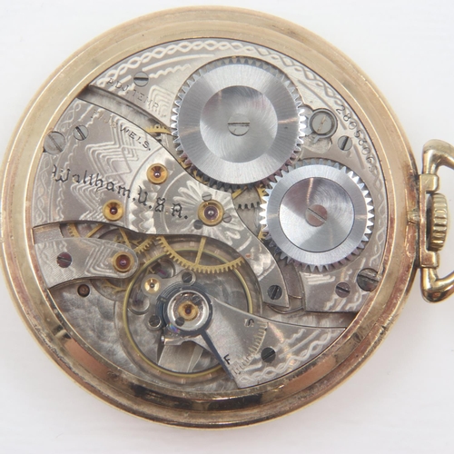 100A - WALTHAM: early 20th century open-face pocket watch, with rolling seconds-aperture and gilt chapters,... 