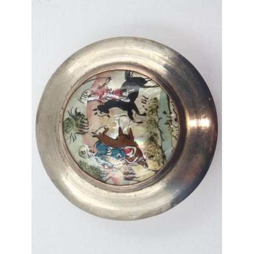 117B - Oriental low grade silver and enamelled covered pot. UK P&P Group 1 (£16+VAT for the first lot and £... 