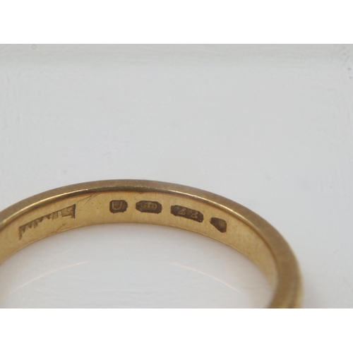 82 - 22ct gold slim profile band ring, size J/K, 3.3g. UK P&P Group 0 (£6+VAT for the first lot and £1+VA... 