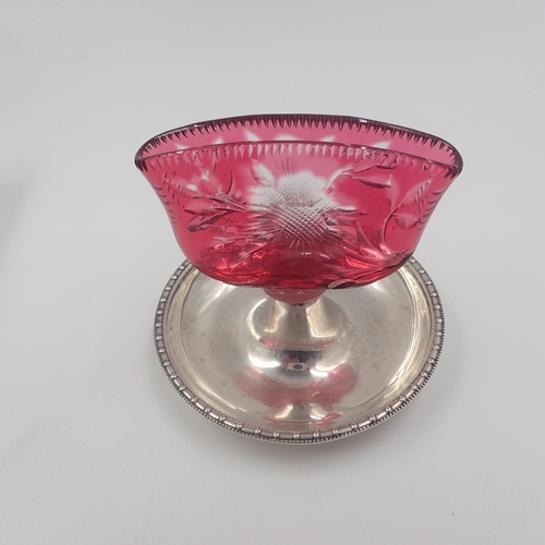 118 - Aspreys silver and glass flower holder. UK P&P Group 1 (£16+VAT for the first lot and £2+VAT for sub... 