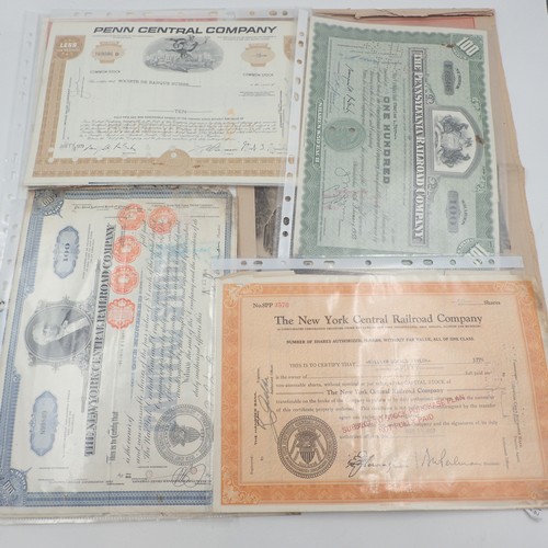 367 - North American Railway ephemera including stock certificates. Not available for in-house P&P