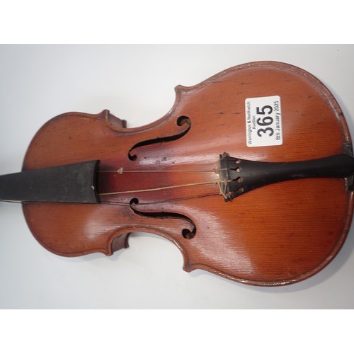 365 - Le Parisien 19th century students violin. L: 30 cm, no cracks or worm damage noted. UK P&P Group 2 (... 