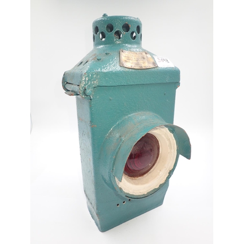 369B - Adlake overpainted carriage lamp, H: 37cm. Not available for in-house P&P