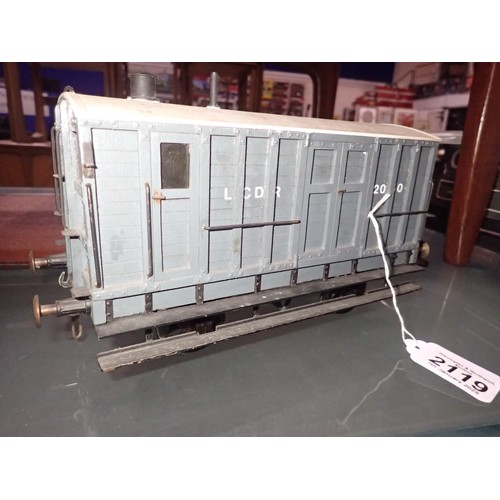 2119 - 2.5inch gauge brake van, wood construction, finished in grey. UK P&P Group 2 (£20+VAT for the first ... 