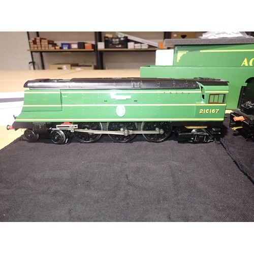 2387 - O gauge Ace Trains Bullied Pacific Tangmere 21C167, Southern malachite green, excellent condition, m... 