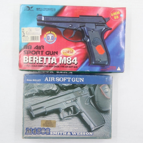 2007 - Beretta M84 airsoft pistol and Smith & Wesson M4506 airsoft pistol, each boxed. UK P&P Group 2 (£20+... 