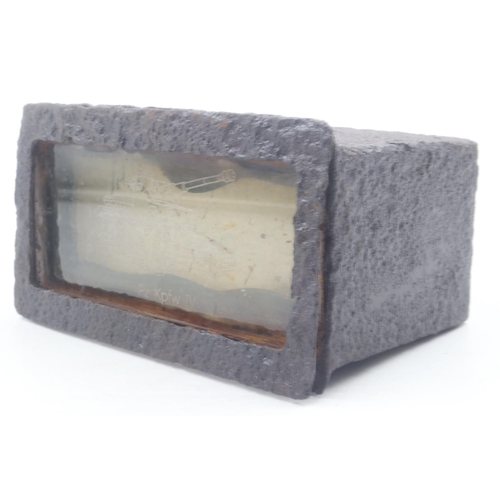 2049 - WWII German Vision Block recovered from a Panzer IV tank. The glass has been later etched with a pic... 