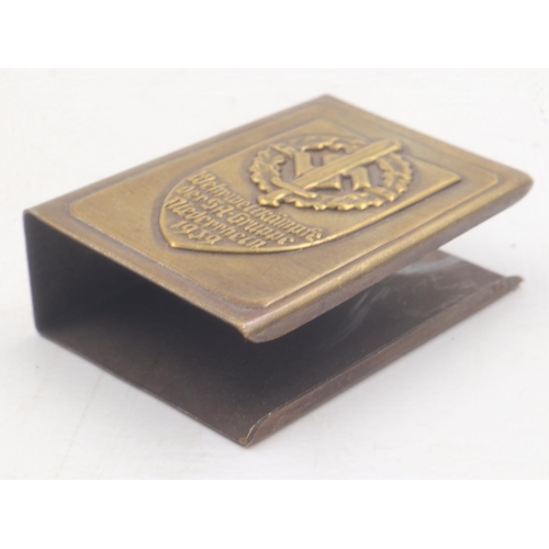 2050 - Third Reich relief cast brass matchbox sleeve. Marked: Gesch. UK P&P Group 1 (£16+VAT for the first ... 