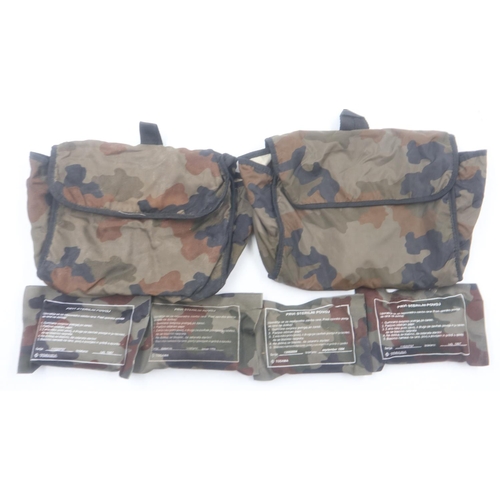 2059 - Two webbing camouflage pouches with, Slovenian Field Dressings. UK P&P Group 1 (£16+VAT for the firs... 